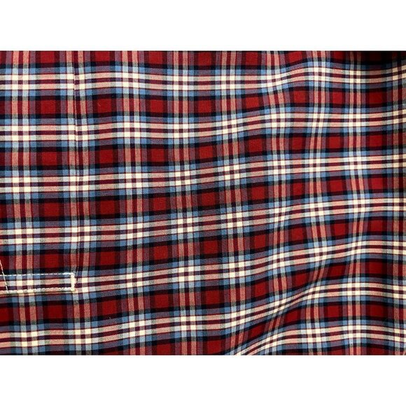 L.L. Bean Men's Red Blue Plaid Long Sleeve Button Up Cotton L Tall Large‎ Tall - Picture 4 of 9